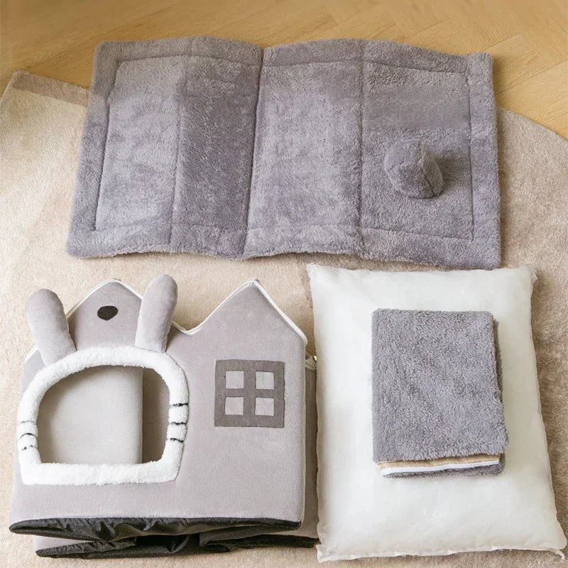 Niche Chien - ComfortableDogHouse™ - Gris Toiture Double - Dorlote Ton Chien