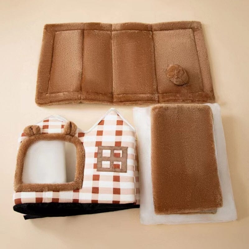 Niche Chien - ComfortableDogHouse™ - Marron Toiture Double - Dorlote Ton Chien