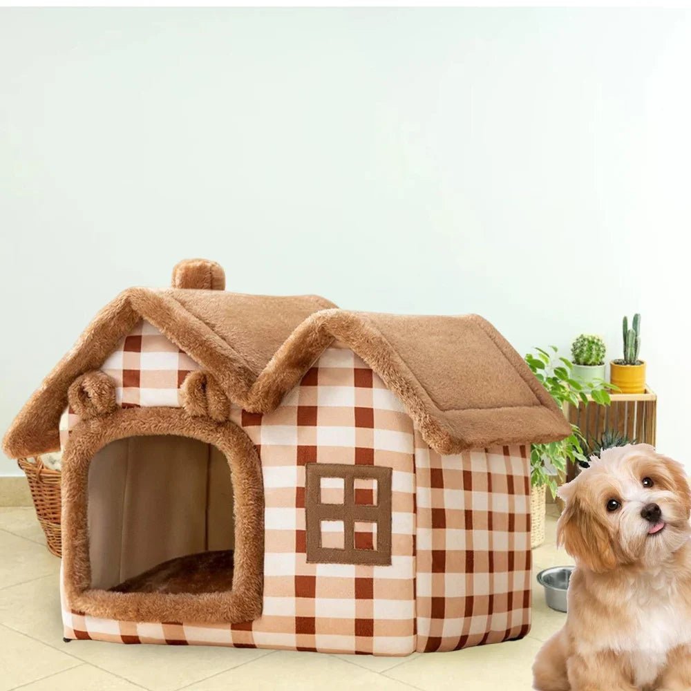 Niche Chien - ComfortableDogHouse™ - Marron Toiture Double - Dorlote Ton Chien